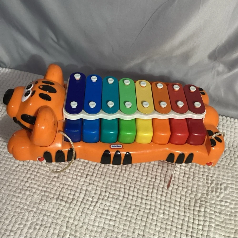 Little Tikes Orange Tiger Xylophone Piano Toy with Attached Red Sticks VGUC